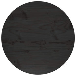 Piano Tavolo Rotondo Nero Ø50x3 cm in Legno Massello di Pino 833663