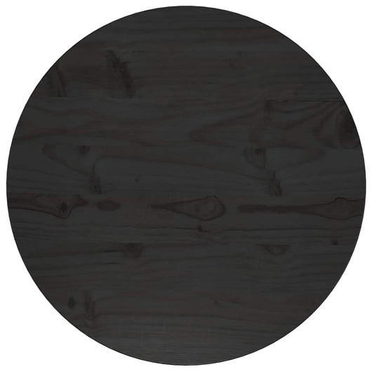 Piano Tavolo Rotondo Nero Ø50x3 cm in Legno Massello di Pino 833663