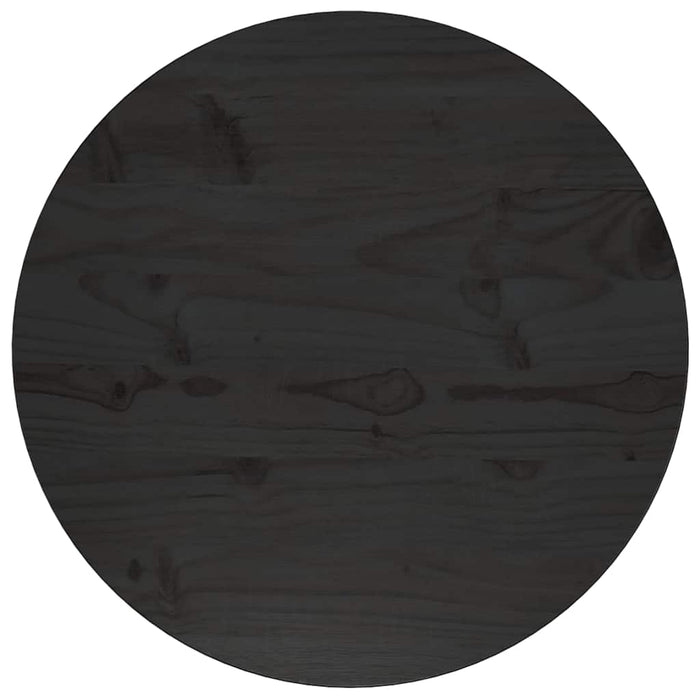 Piano Tavolo Rotondo Nero Ø50x3 cm in Legno Massello di Pino 833663