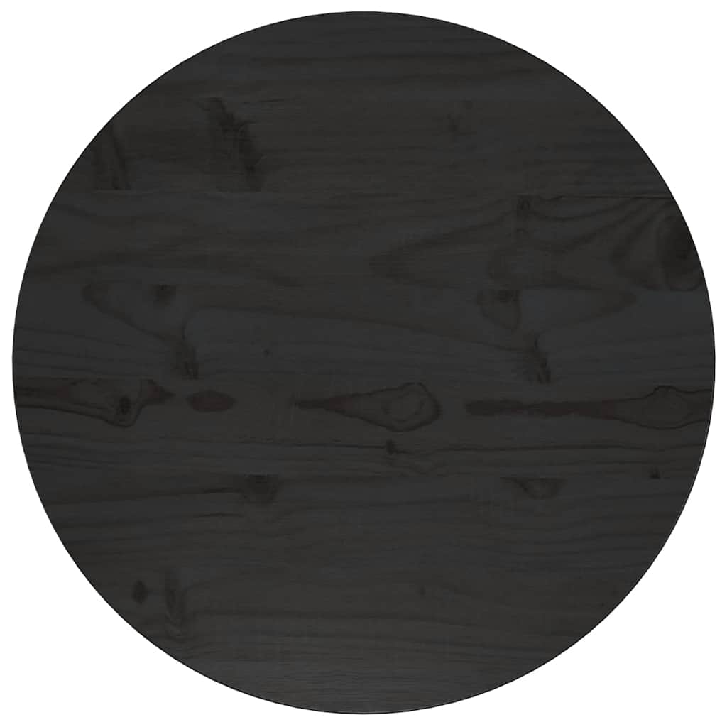 Piano Tavolo Rotondo Nero Ø60x3 cm in Legno Massello di Pino 833666
