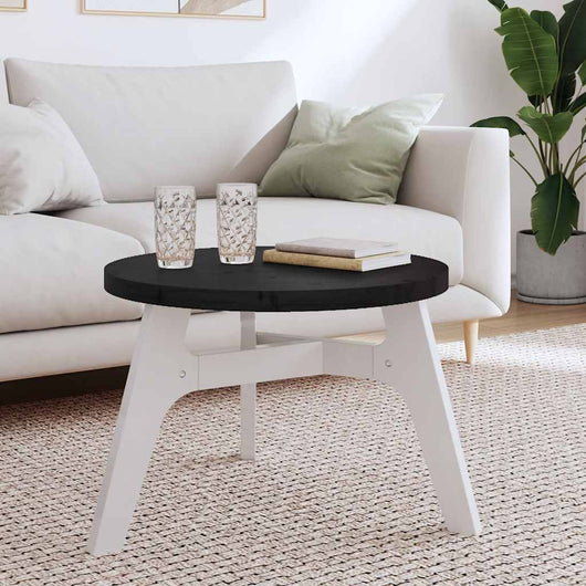 Piano Tavolo Rotondo Nero Ã˜60x3 cm in Legno Massello di Pinocod mxl 82792