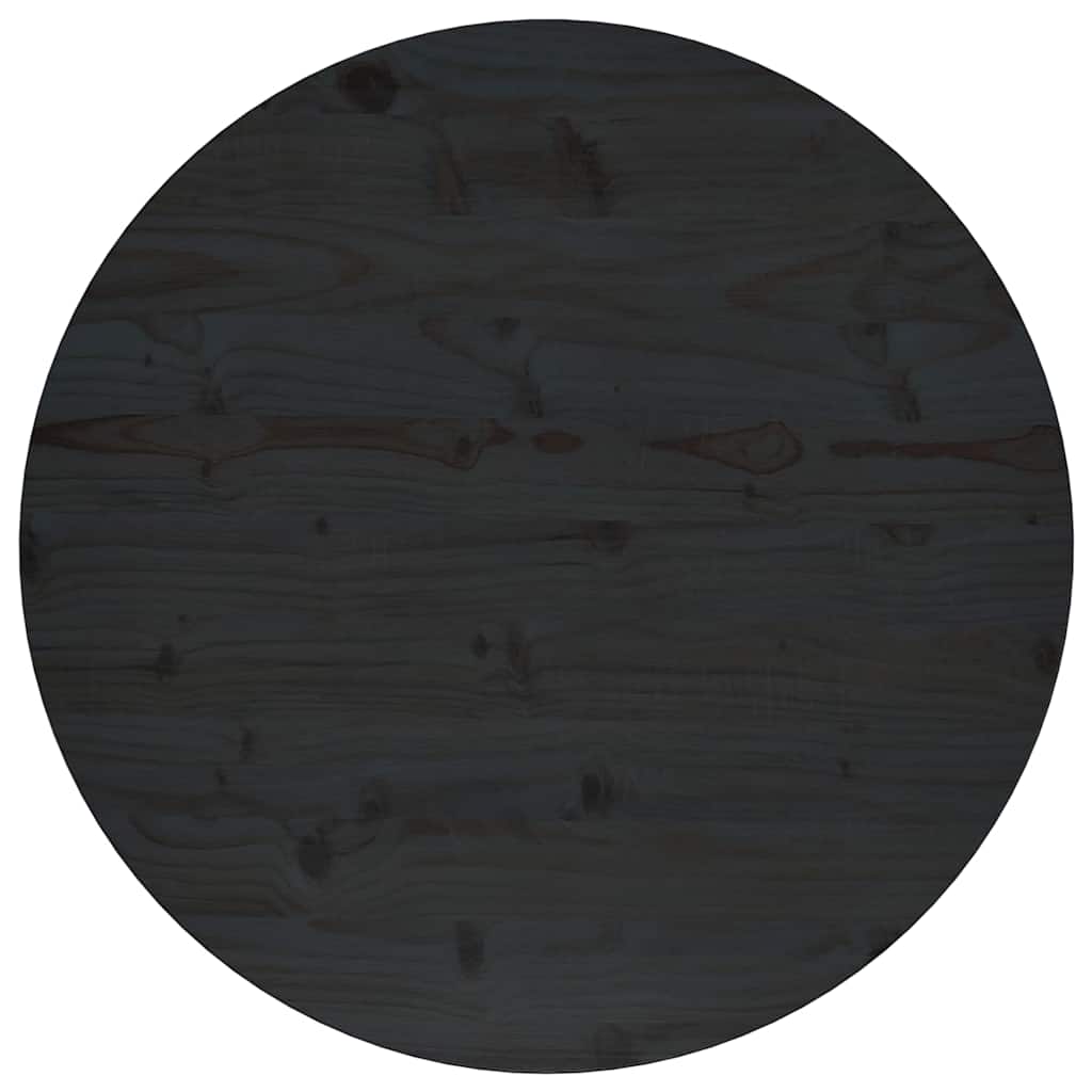 Piano Tavolo Rotondo Nero Ø70x3 cm in Legno Massello di Pino 833669