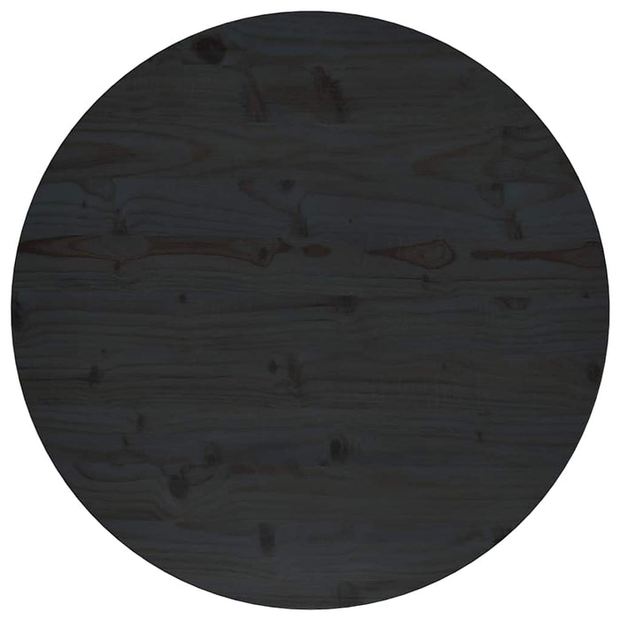 Piano Tavolo Rotondo Nero Ø70x3 cm in Legno Massello di Pino 833669