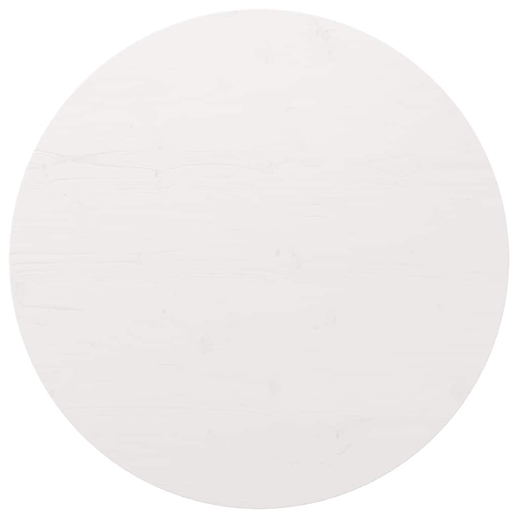 Piano Tavolo Rotondo Bianco Ø80x3 cm in Legno Massello di Pino 833671