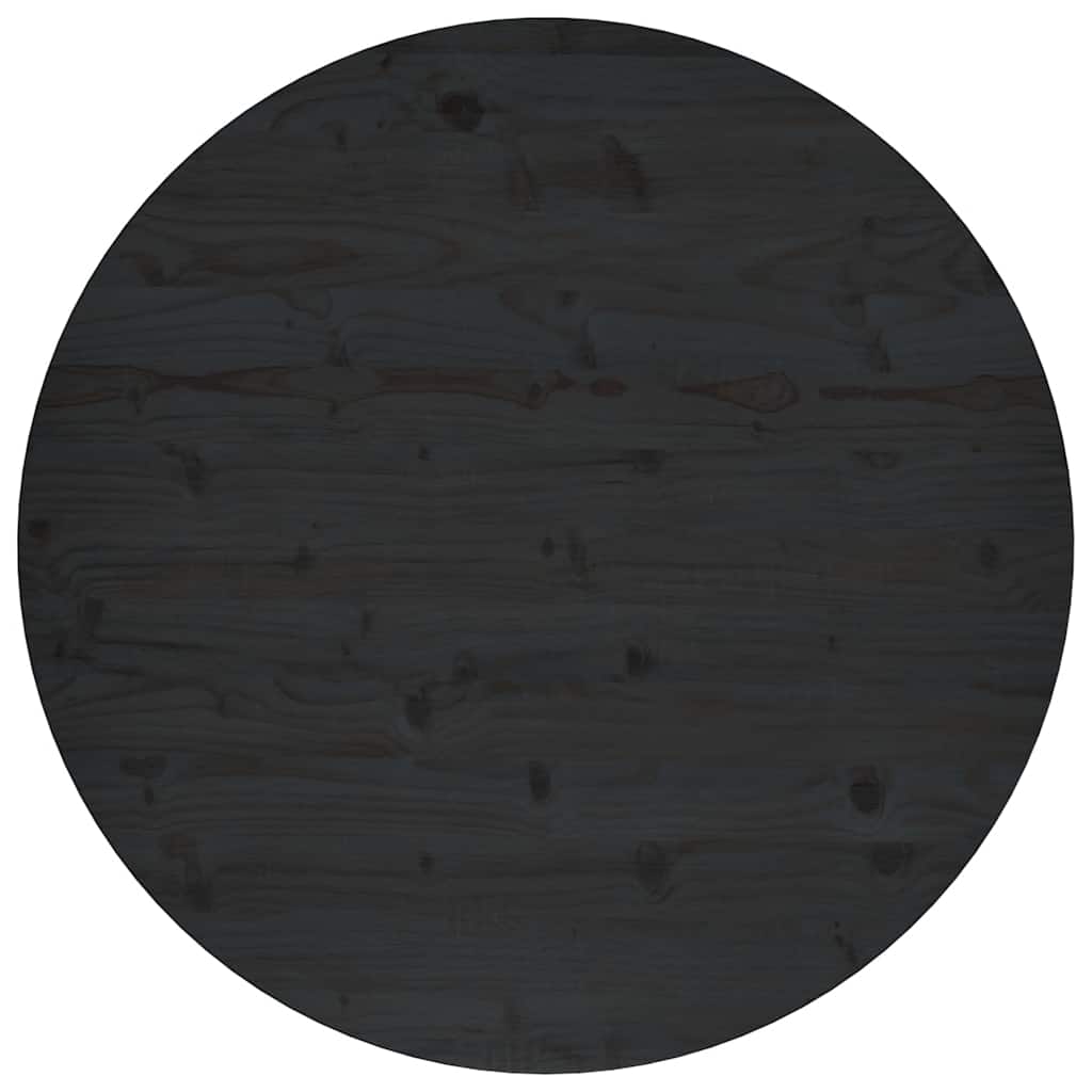 Piano Tavolo Rotondo Nero Ø80x3 cm in Legno Massello di Pino 833672