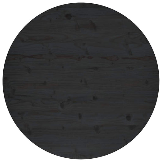 Piano Tavolo Rotondo Nero Ø80x3 cm in Legno Massello di Pino 833672