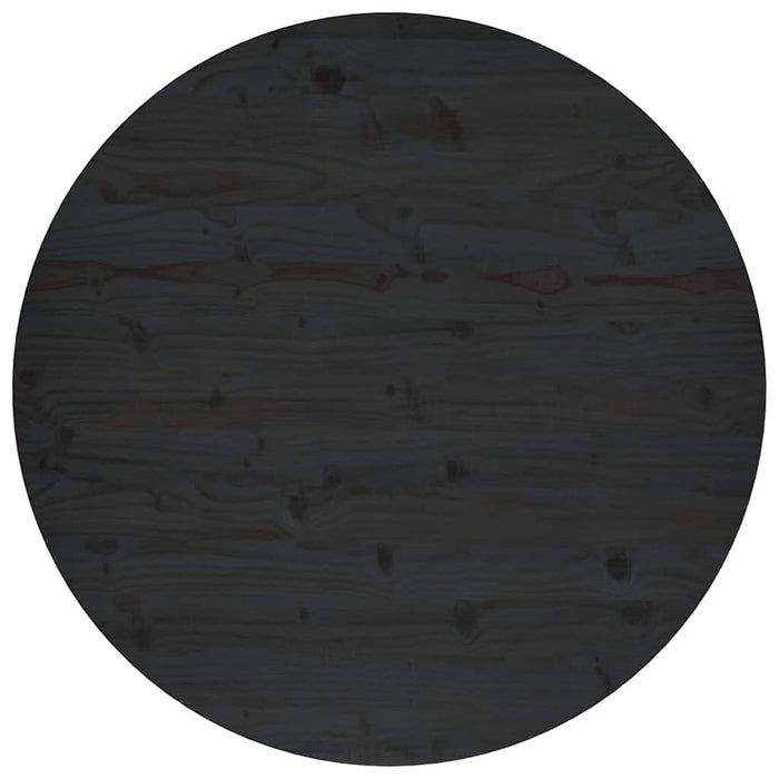 Piano Tavolo Rotondo Nero Ø80x3 cm in Legno Massello di Pino 833672