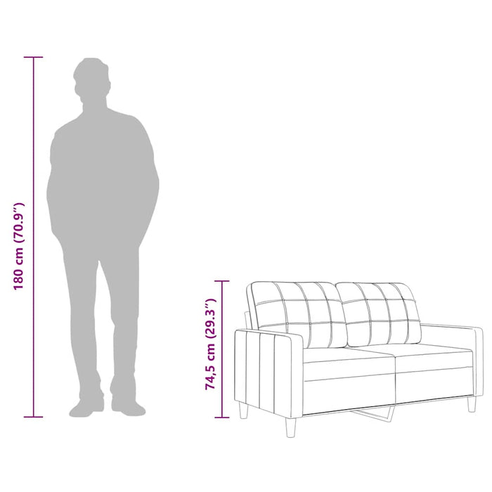 Divano a 2 Posti Tortora 120 cm in Tessuto 359090