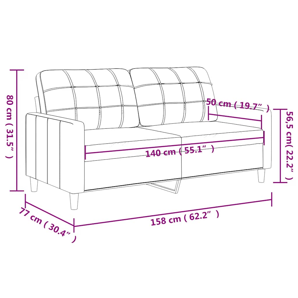 Divano a 2 Posti Grigio 140 cm in Similpelle 359119