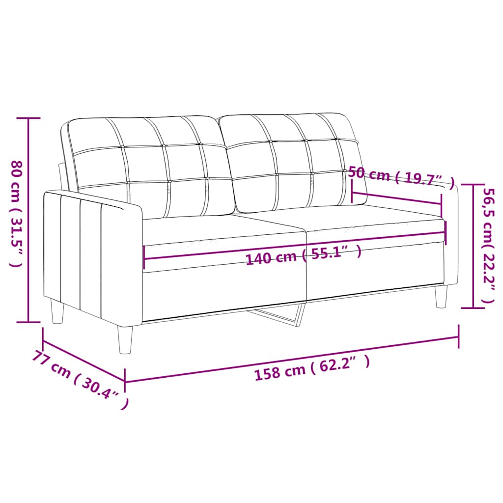 Divano a 2 Posti Cappuccino 140 cm in Similpelle 359121