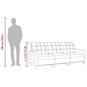 Divano a 3 Posti Nero 180 cm in Similpelle