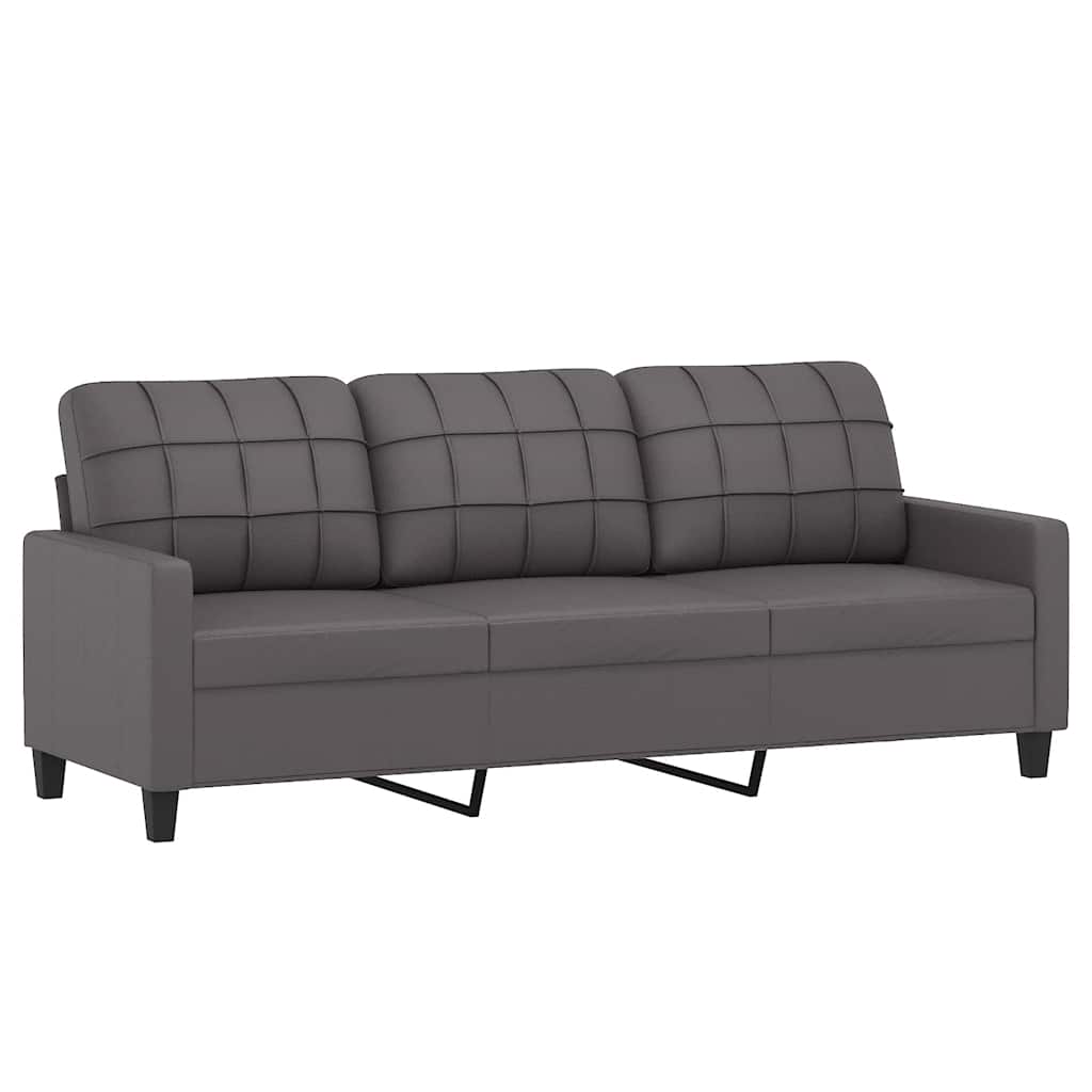 Divano a 3 Posti-Sofa 3 Posti Grigio 180 cm in Similpelle 763643