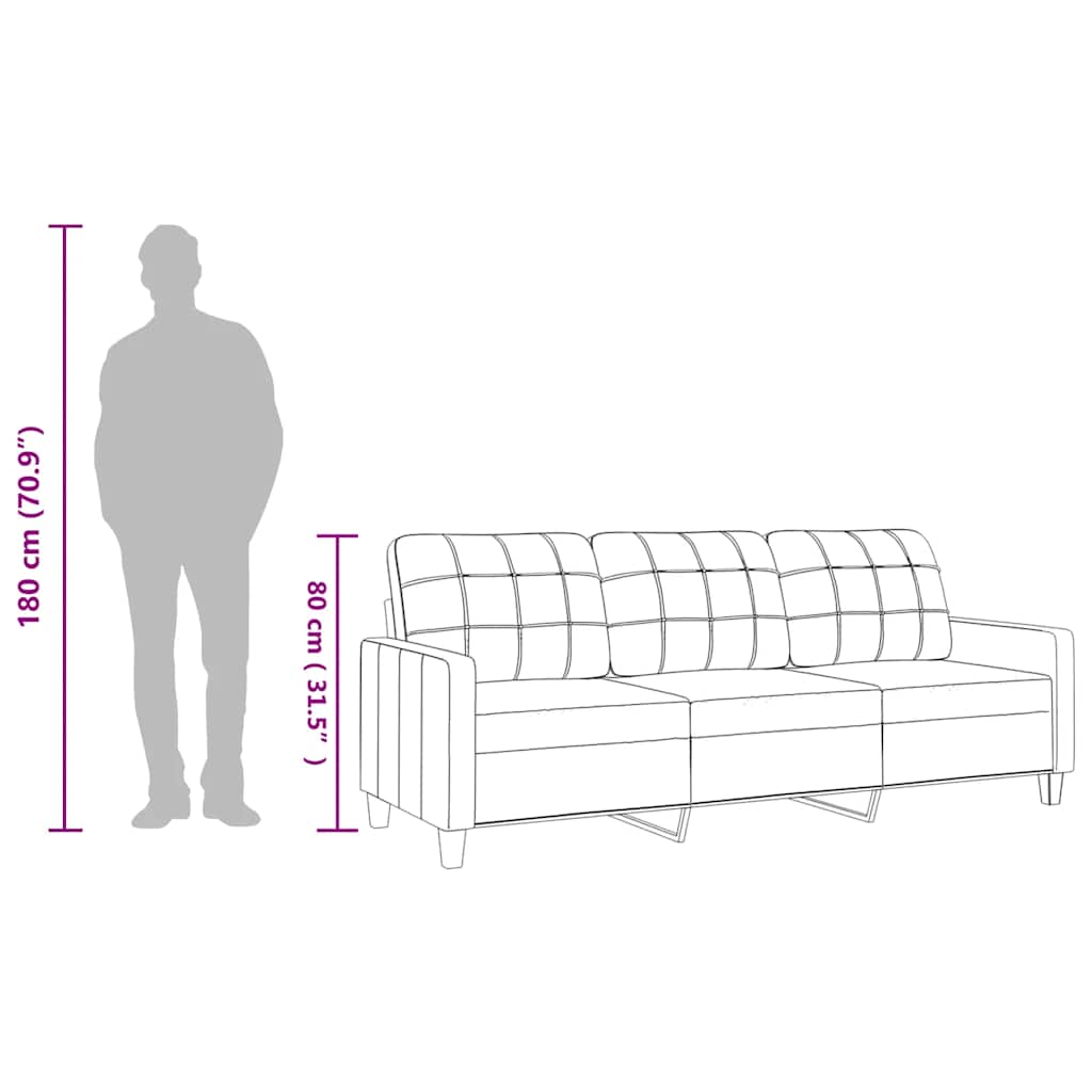 Divano a 3 Posti Grigio 180 cm in Similpelle 359124