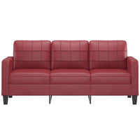 Divano a 3 Posti Rosso Vino 180 cm in Similpelle