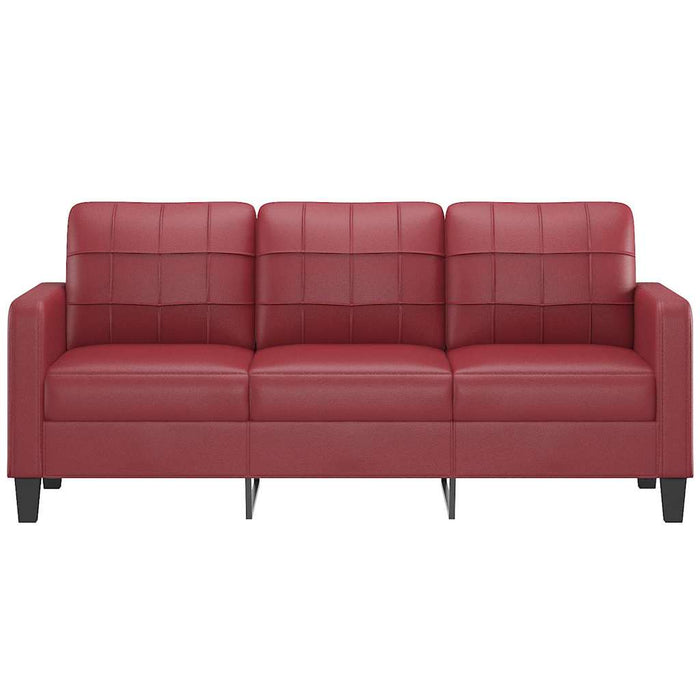 Divano a 3 Posti Rosso Vino 180 cm in Similpelle