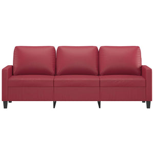 Divano a 3 Posti Rosso Vino 180 cm in Similpelle 359145