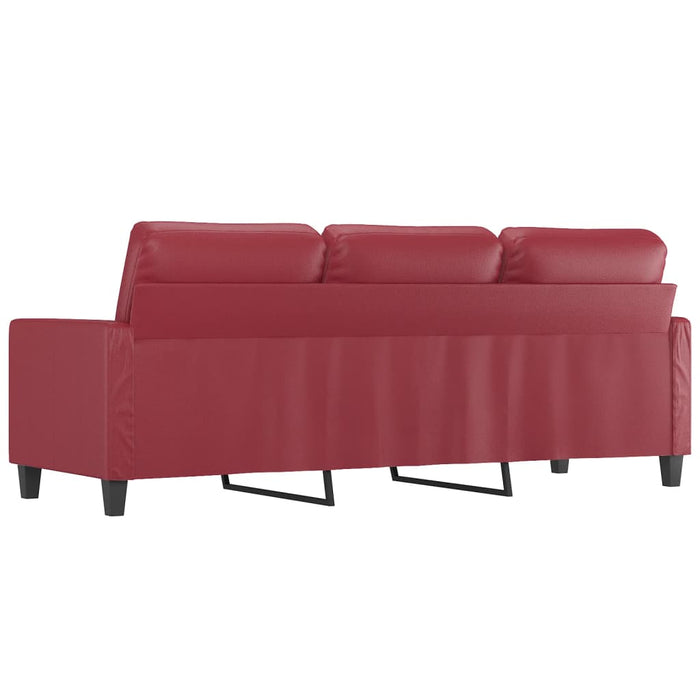 Divano a 3 Posti Rosso Vino 180 cm in Similpelle 359145