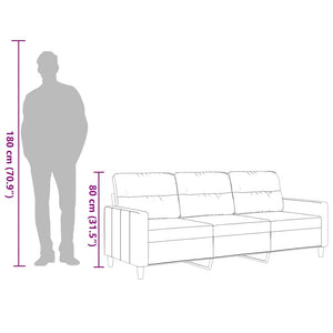 Divano a 3 Posti Grigio Chiaro 180 cm in Tessuto 359244