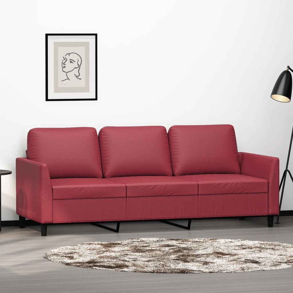 Divano a 3 Posti Rosso Vino 180 cm in Similpellecod mxl 131584