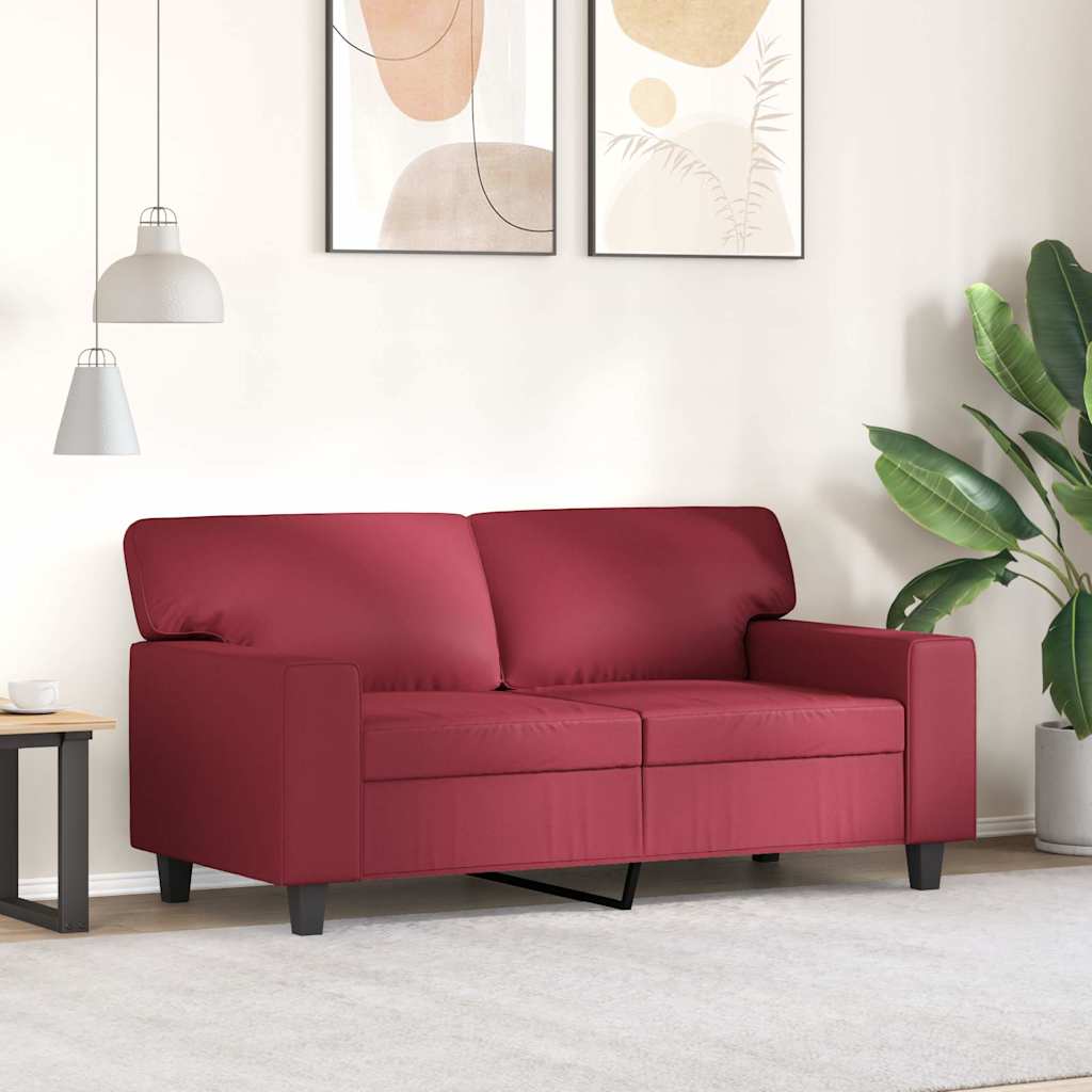 Divano a 2 Posti Rosso Vino 120 cm in Similpelle 359415