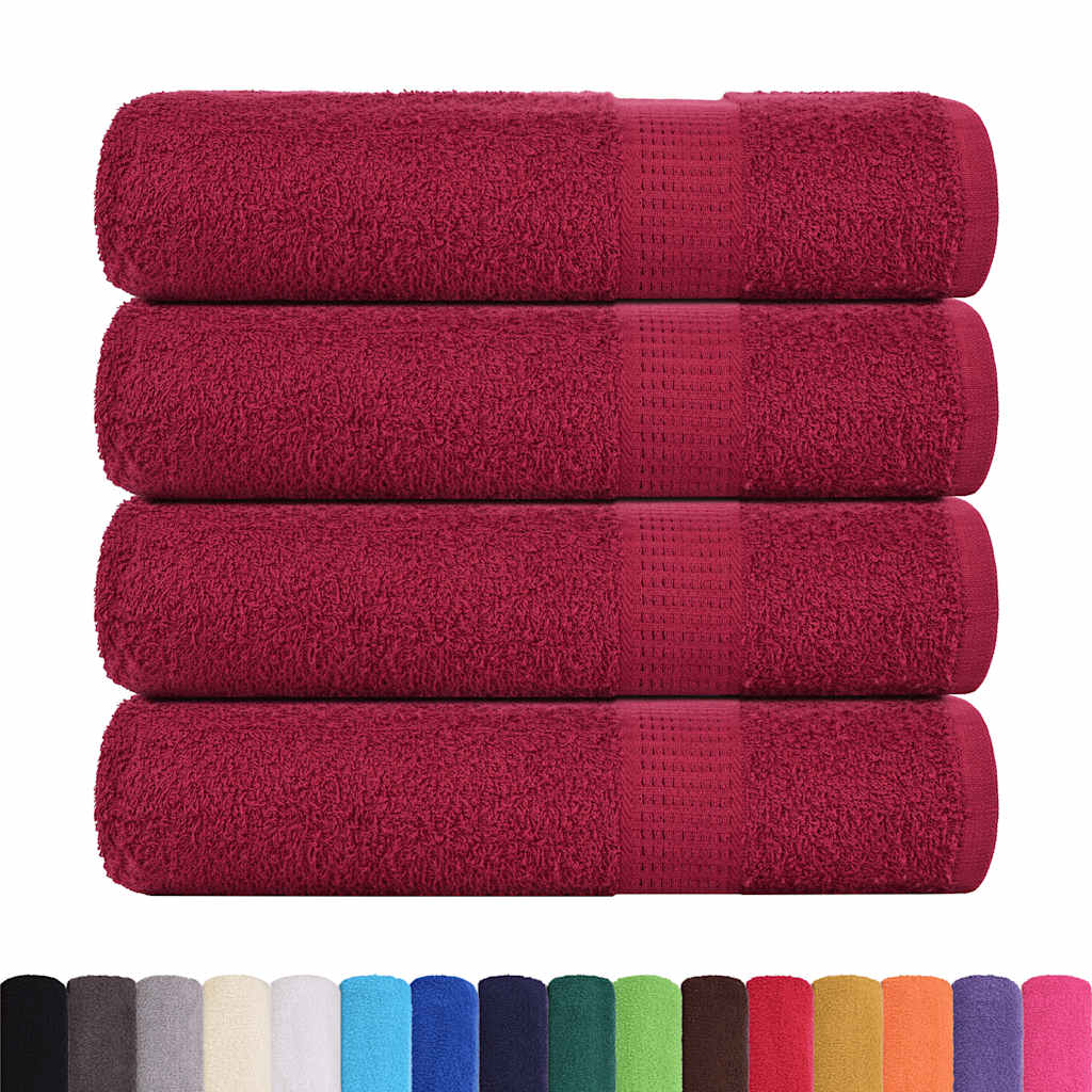 vidaXL Asciugamani Doccia 4 pz Bordeaux 70x140 cm 360 g/m² 100% Cotone