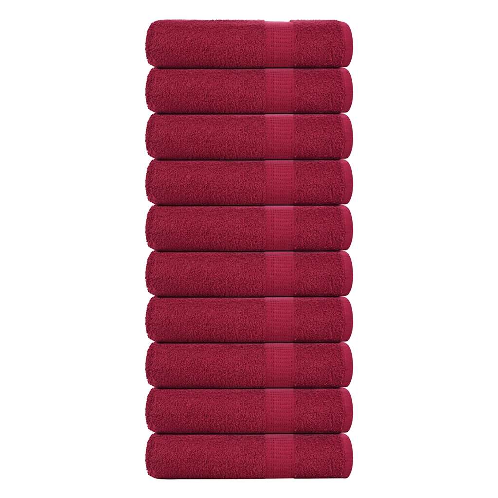 Asciugamani da Bagno 10 pz Bordeaux 100x150 cm 100% Cotone 136742