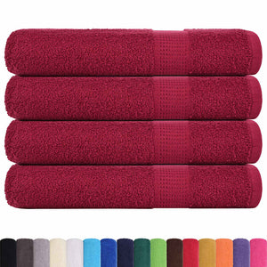 vidaXL Asciugamani 4 pz Bordeaux 100x200 cm 360 g/m² 100% Cotone