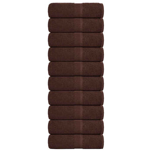 Asciugamani Ospiti 10 pz Marrone 30x50 cm 360 g/mÂ² 100% Cotone