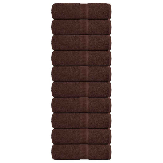 Asciugamani Ospiti 10 pz Marrone 30x50 cm 360 g/mÂ² 100% Cotone