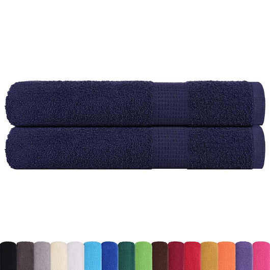 Asciugamani 2 pz Blu Marino 100x200 cm 360 g/mÂ² 100% Cotone