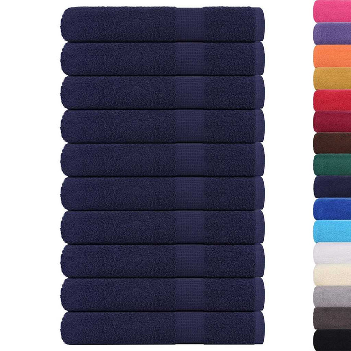 Asciugamani 10 pz Blu Marino 100x200 cm 360 g/m² 100% Cotone 136796