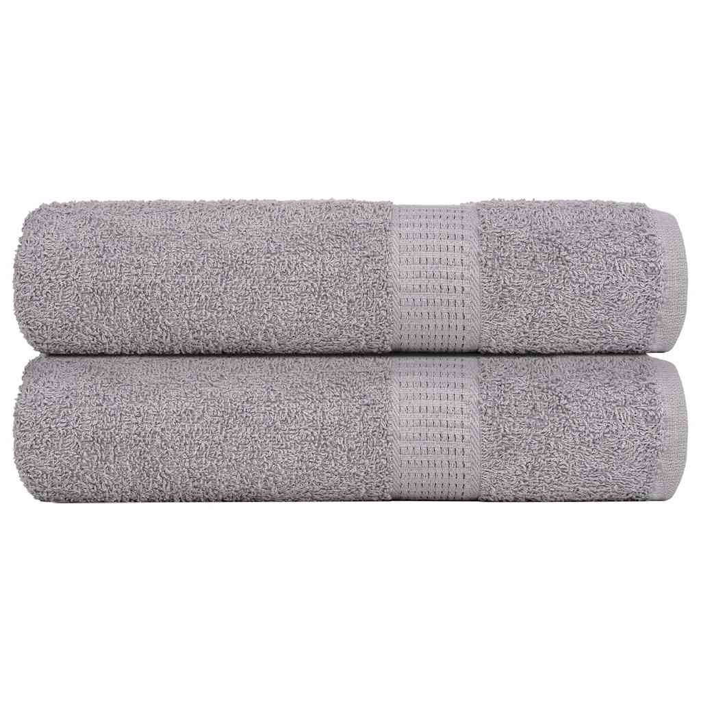 Asciugamani 2 pz Grigio 50x100 cm 360 g/mÂ² 100% Cotone