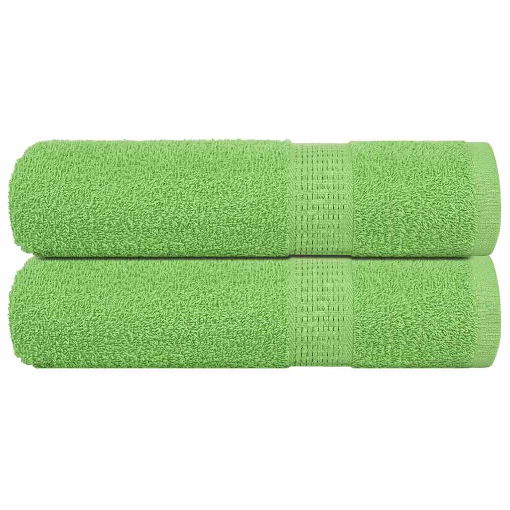 Asciugamani da Bagno 2 pz Verde Mela 100x150 cm 360 g/mÂ² Cotone