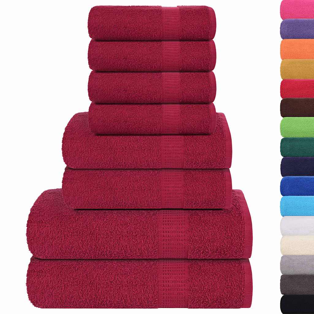 vidaXL Set Asciugamani 8 pz Bordeaux 360 gsm 100% Cotone