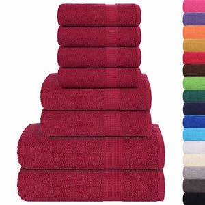 vidaXL Set Asciugamani 8 pz Bordeaux 360 gsm 100% Cotone