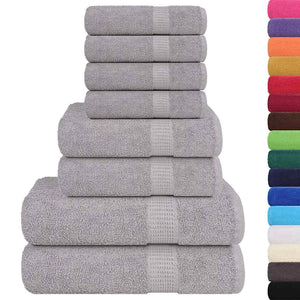 Set Asciugamani 8 pz Grigio 360 gsm 100% Cotone