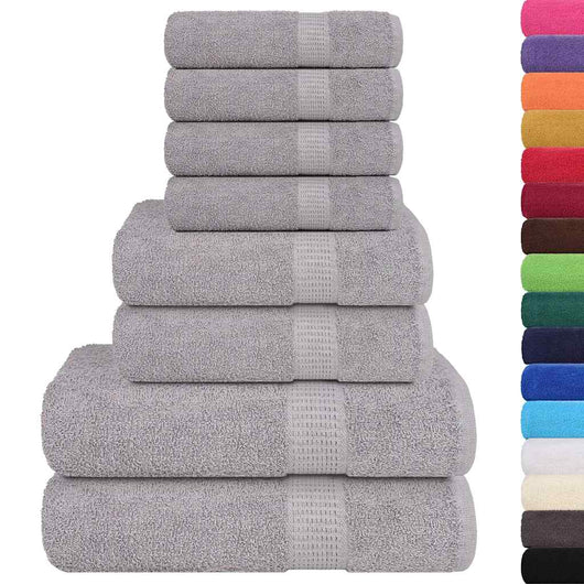 Set Asciugamani 8 pz Grigio 360 gsm 100% Cotone