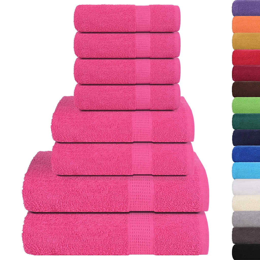 vidaXL Set Asciugamani 8 pz Rosa 360 gsm 100% Cotone