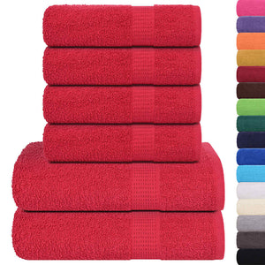 Set Asciugamani 6 pz Rossi 360 gsm 100% Cotone