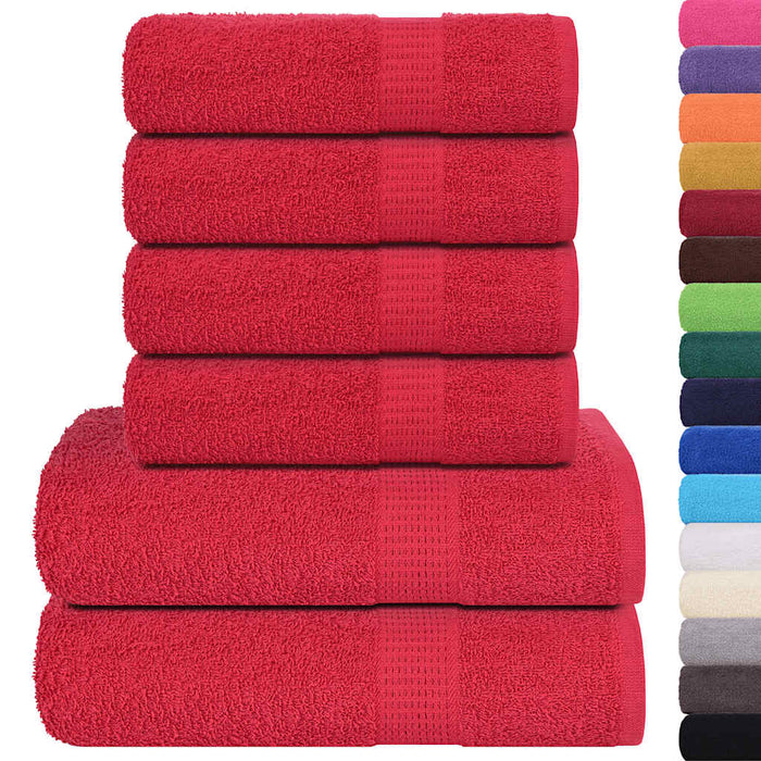 Set Asciugamani 6 pz Rossi 360 gsm 100% Cotone