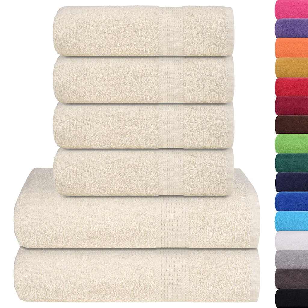 vidaXL Set Asciugamani 6 pz Crema 360 gsm 100% Cotone