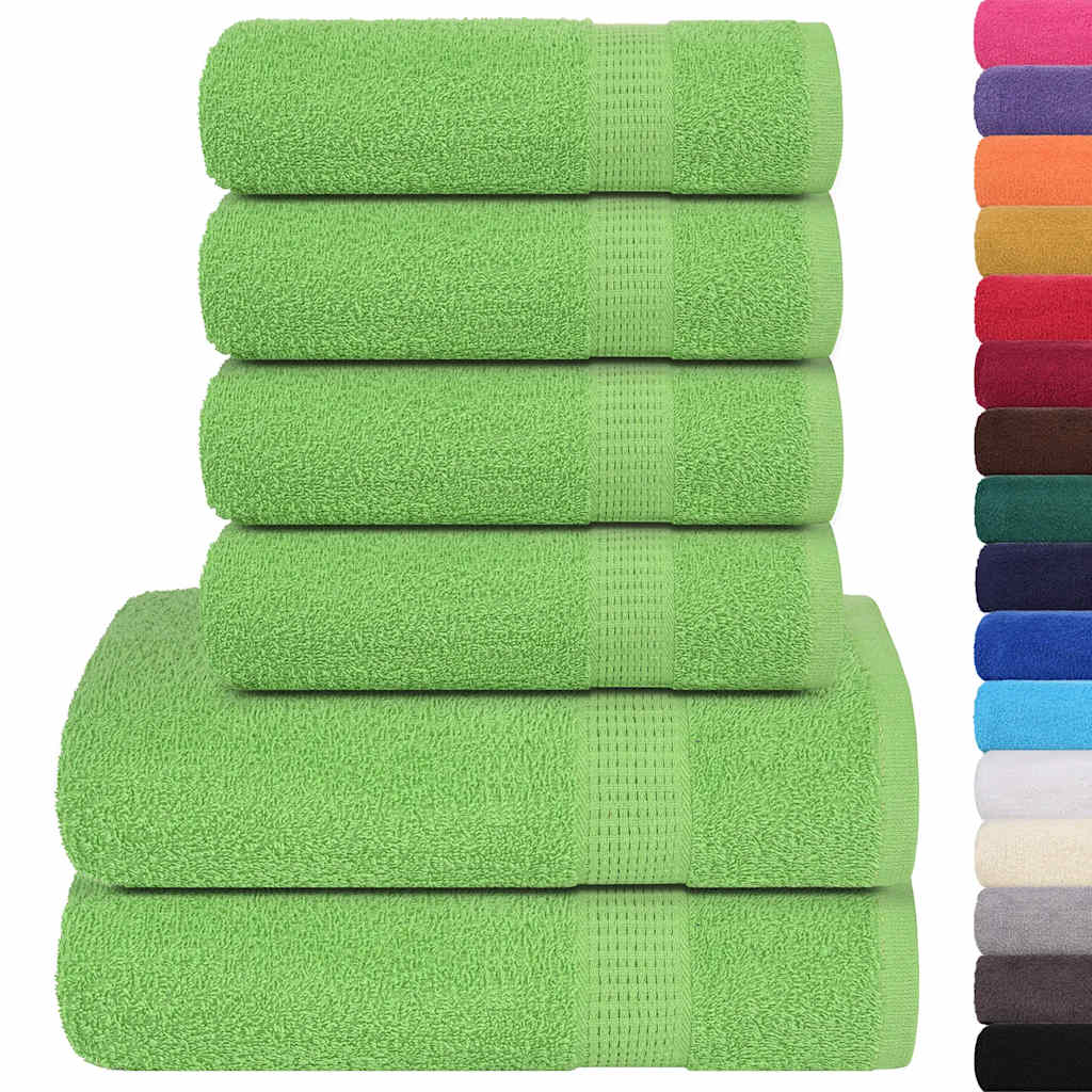 vidaXL Set Asciugamani 6 pz Verde Mela 360 gsm 100% Cotone