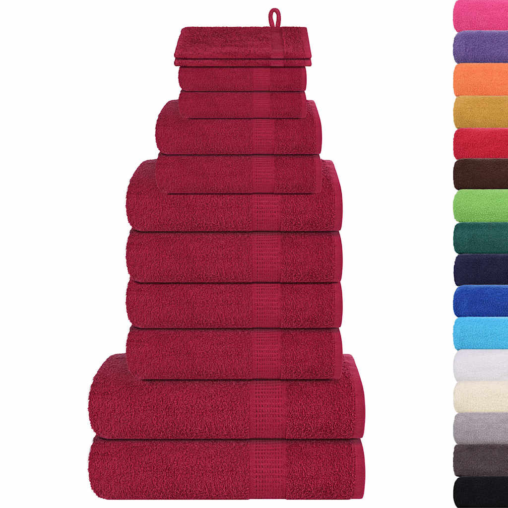 vidaXL Set Asciugamani 12 pz Bordeaux 360 gsm 100% Cotone