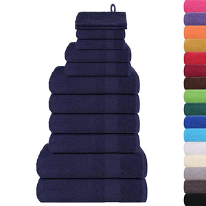 vidaXL Set Asciugamani 12 pz Blu Navy 360 gsm 100% Cotone
