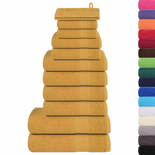 vidaXL Set Asciugamani 12 pz Oro 360 gsm 100% Cotone