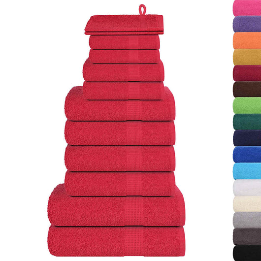 vidaXL Set Asciugamani 12 pz Rossi 360 gsm 100% Cotone