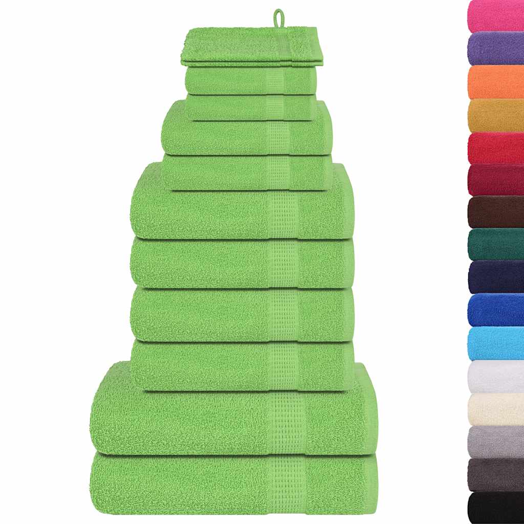 vidaXL Set Asciugamani 12 pz Verde Mela 360 gsm 100% Cotone