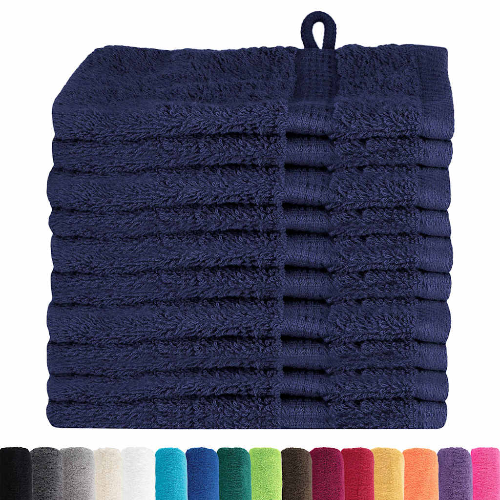 vidaXL Panni per il viso SOLUND 10 pcs Blu marino Cotone