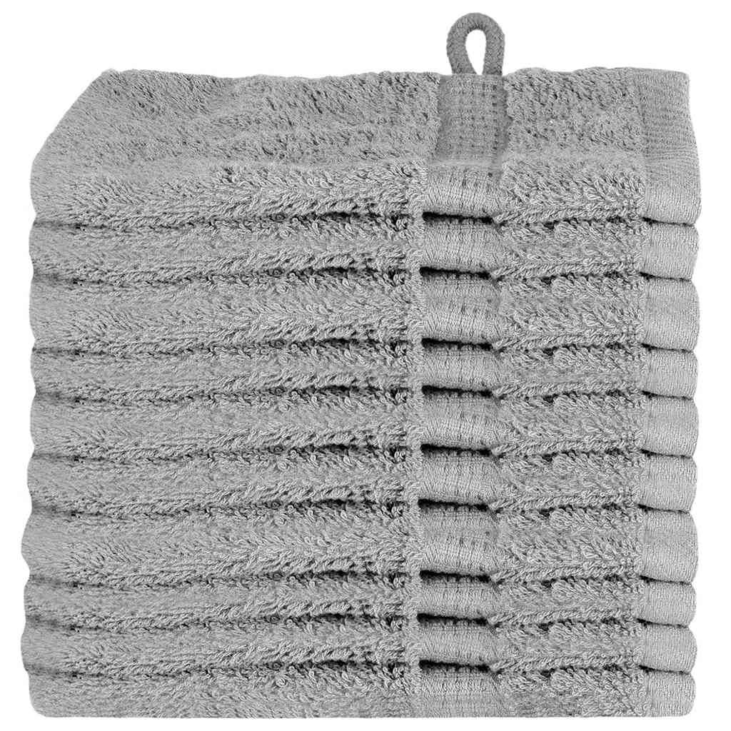 vidaXL Panni per il viso SOLUND 10 pcs Grigio Cotone
