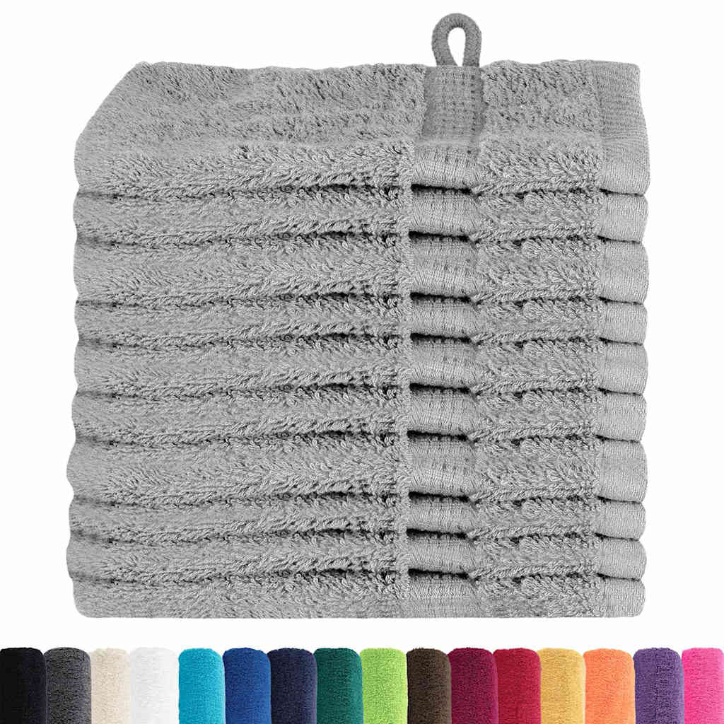 vidaXL Panni per il viso SOLUND 10 pcs Grigio Cotone